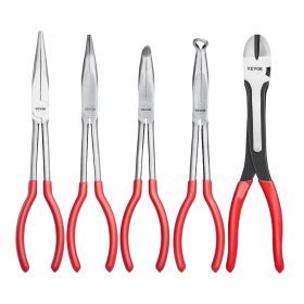 VEVOR 5 Pcs Needle Nose Pliers 11 inch Long Needle Nose Plier Set with Storage Bag