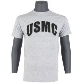 USMC T SHIRT GREY/BLK IMPRINT (Option: L)