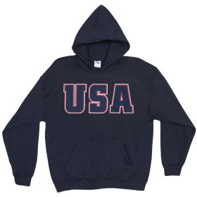 USA FLAG PULLOVER/HOOD SWEAT NAVY (Option: M)