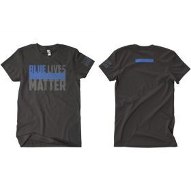 BLUE LIVES MATTER MEN'S T SHIRT BLACK 2 SIDED (Option: L)