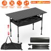 Portable Folding Camping Table With Adjustable Height Hanging Net Rustproof Carbon Steel Foldable Roll-Up Camping Table for Picnic Camping Hiking Beac